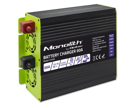 Ładowarka do akumulatorów Qoltec Inteligentna ładowarka Monolith LiFePO4 GEL 80A/12V